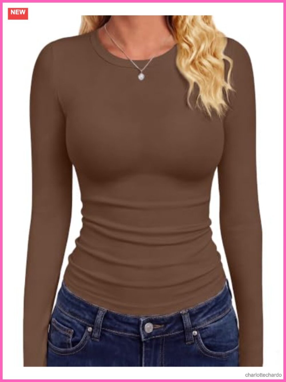 Long Sleeve Crew Neck Fitted T-Shirt Slim Fit Fall Winter Basic Top